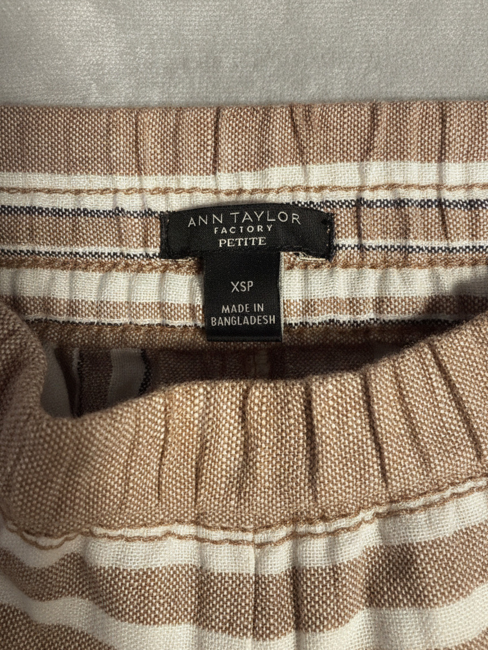 Ann Taylor Factory Petite Striped Linen Blend Pants XSP